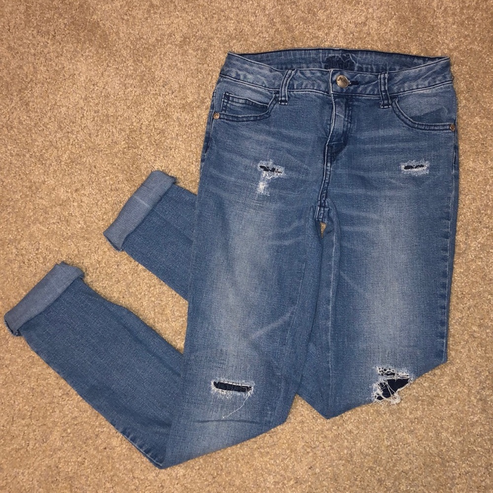 Justice Ripped Blue Skinny Jeans